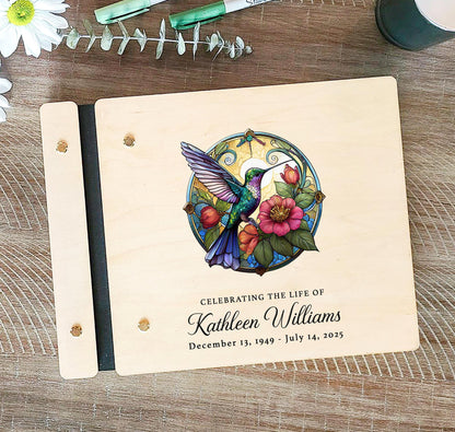 Hummingbird celebration of life memorial guest book color cover