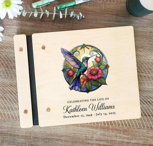 Hummingbird celebration of life memorial guest book color cover