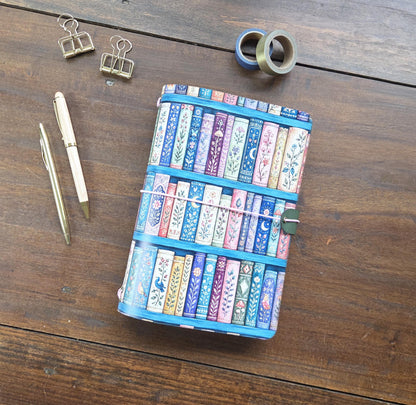 Floral Library leather traveler's notebook cover