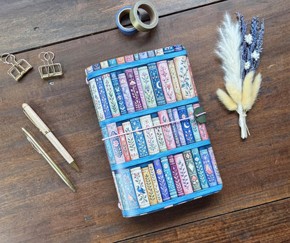 Floral Library leather traveler's notebook cover