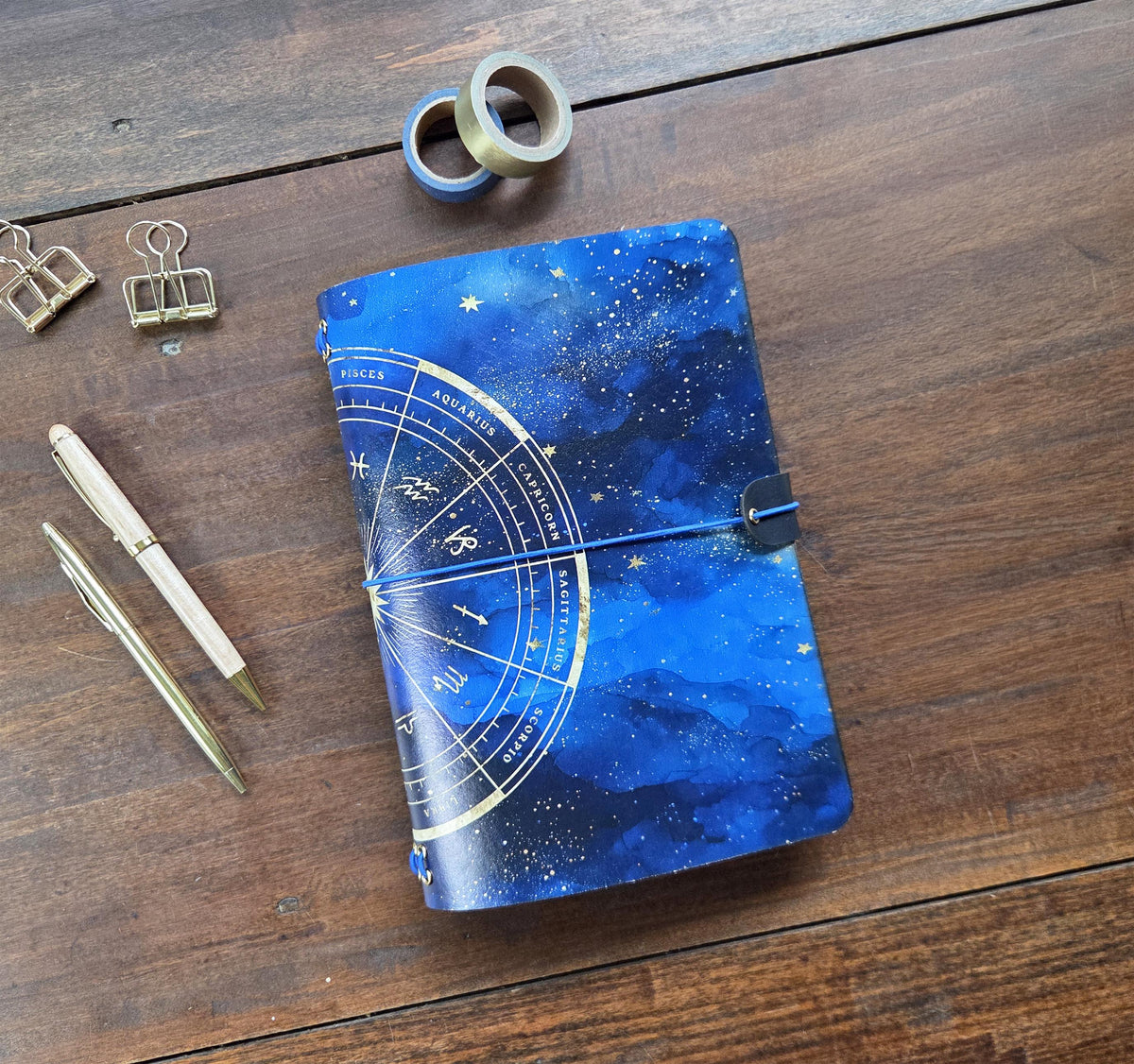 Zodiac leather traveler's notebook cover