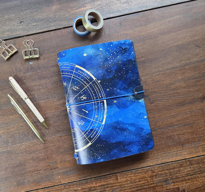 Zodiac leather traveler's notebook cover