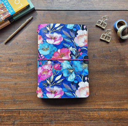 Neon Botanical leather traveler's notebook cover