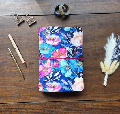 Neon Botanical leather traveler's notebook cover