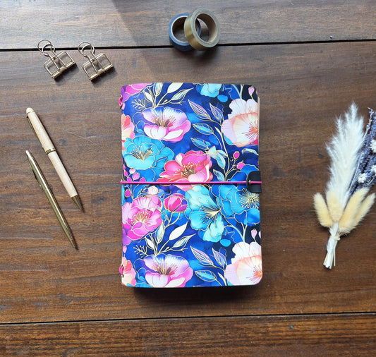 Neon Botanical leather traveler's notebook cover