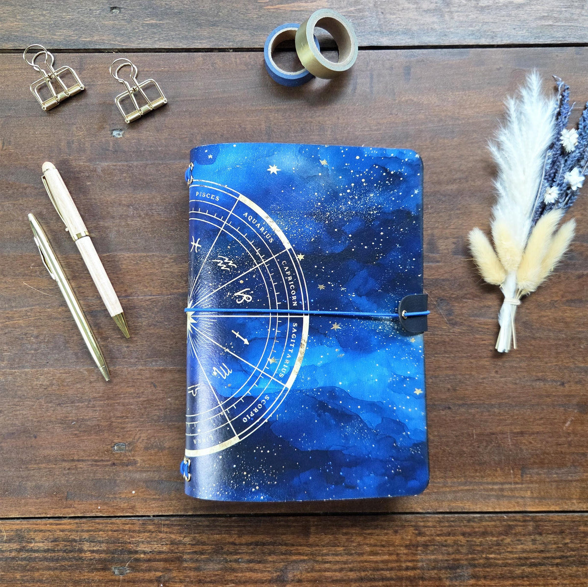 Zodiac leather traveler's notebook cover