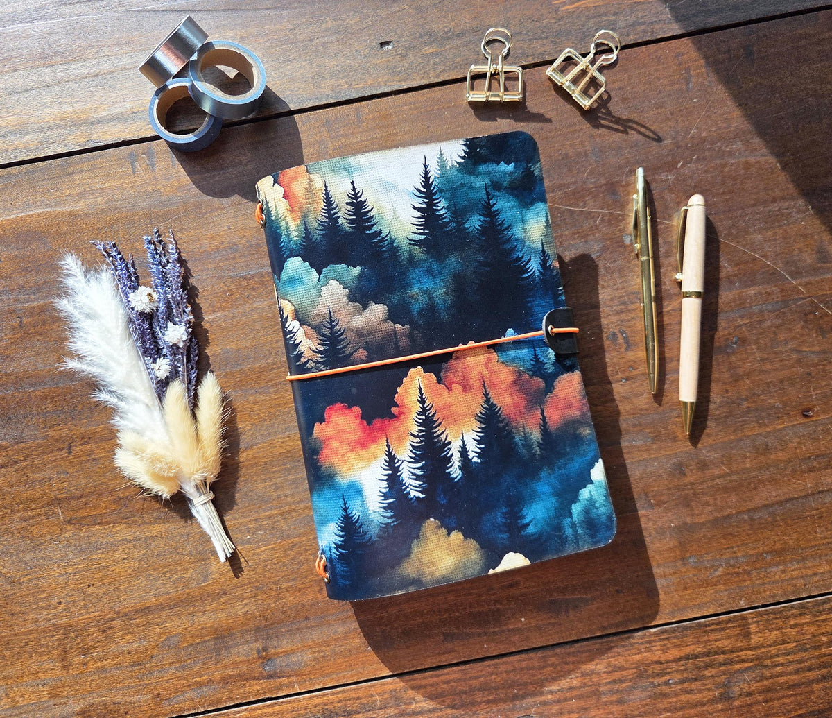 Linen Forest leather traveler's notebook cover