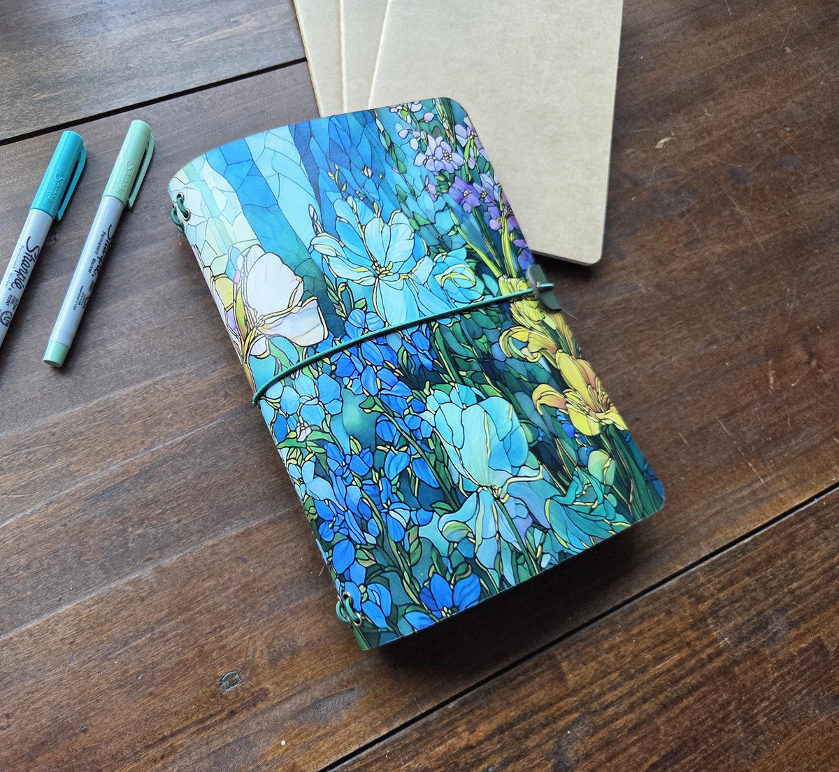 Stained Glass Spring Garden leather traveler's notebook cover – photo 5