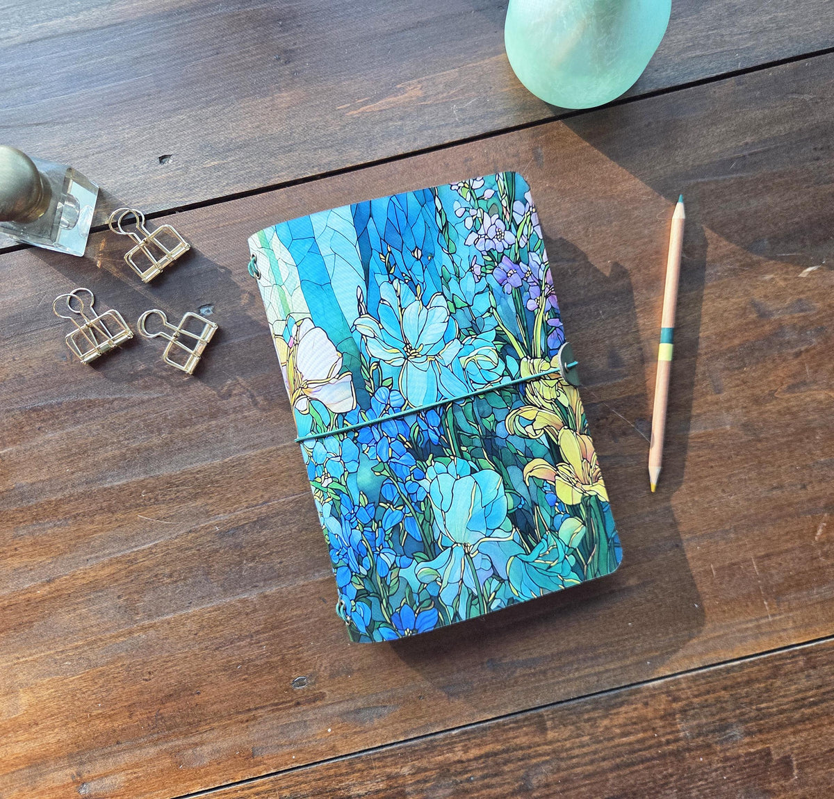 Stained Glass Spring Garden leather traveler's notebook cover – photo 7