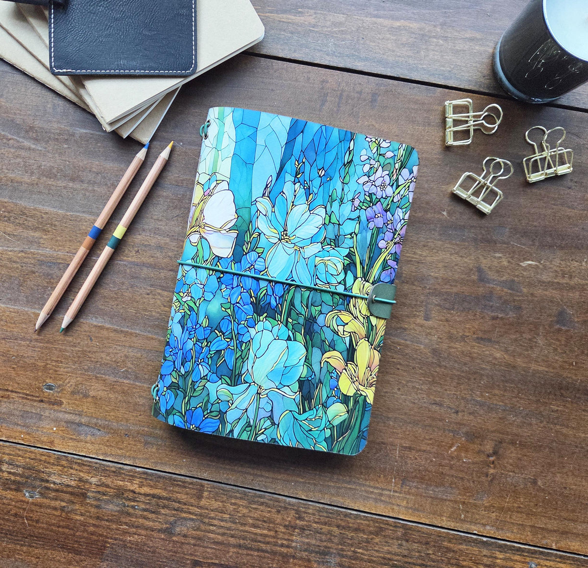 Stained Glass Spring Garden leather traveler's notebook cover – photo 15