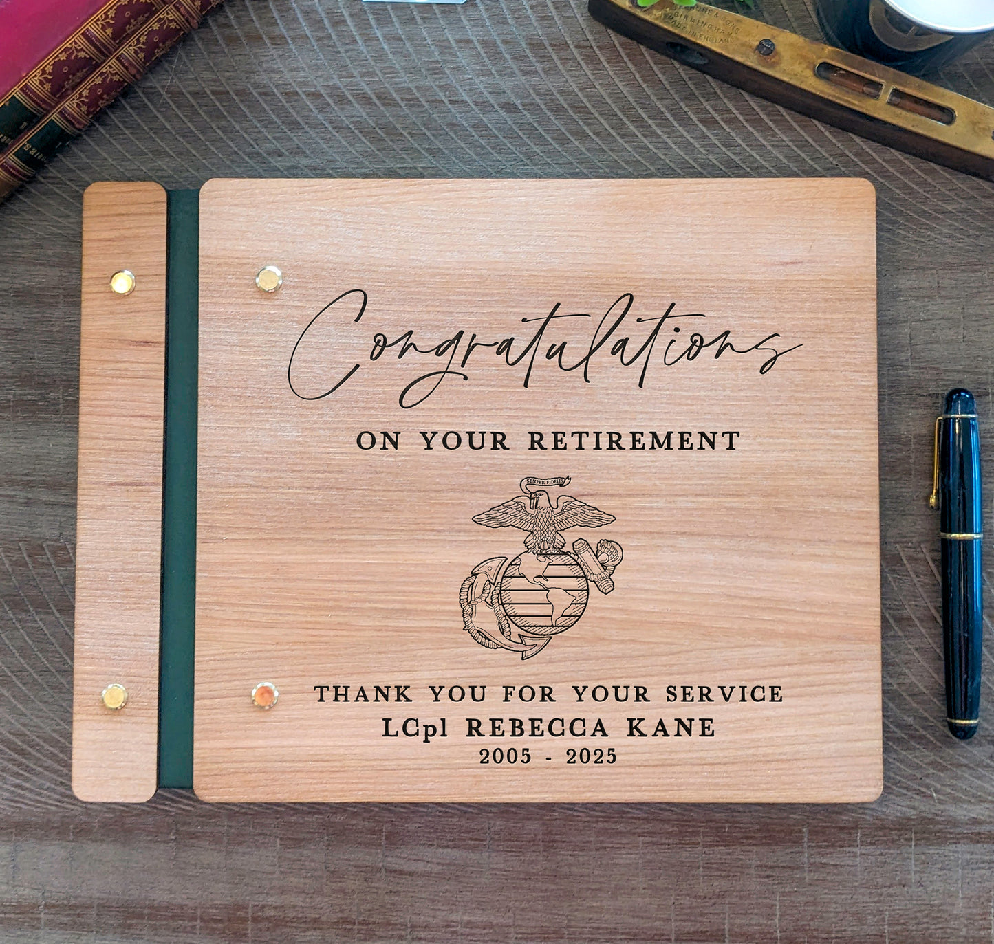 Military Retirement Guest book, Custom Retirement Gift for Army, Air Force, Navy, Marine Retiree. Congratulations Retirement Book