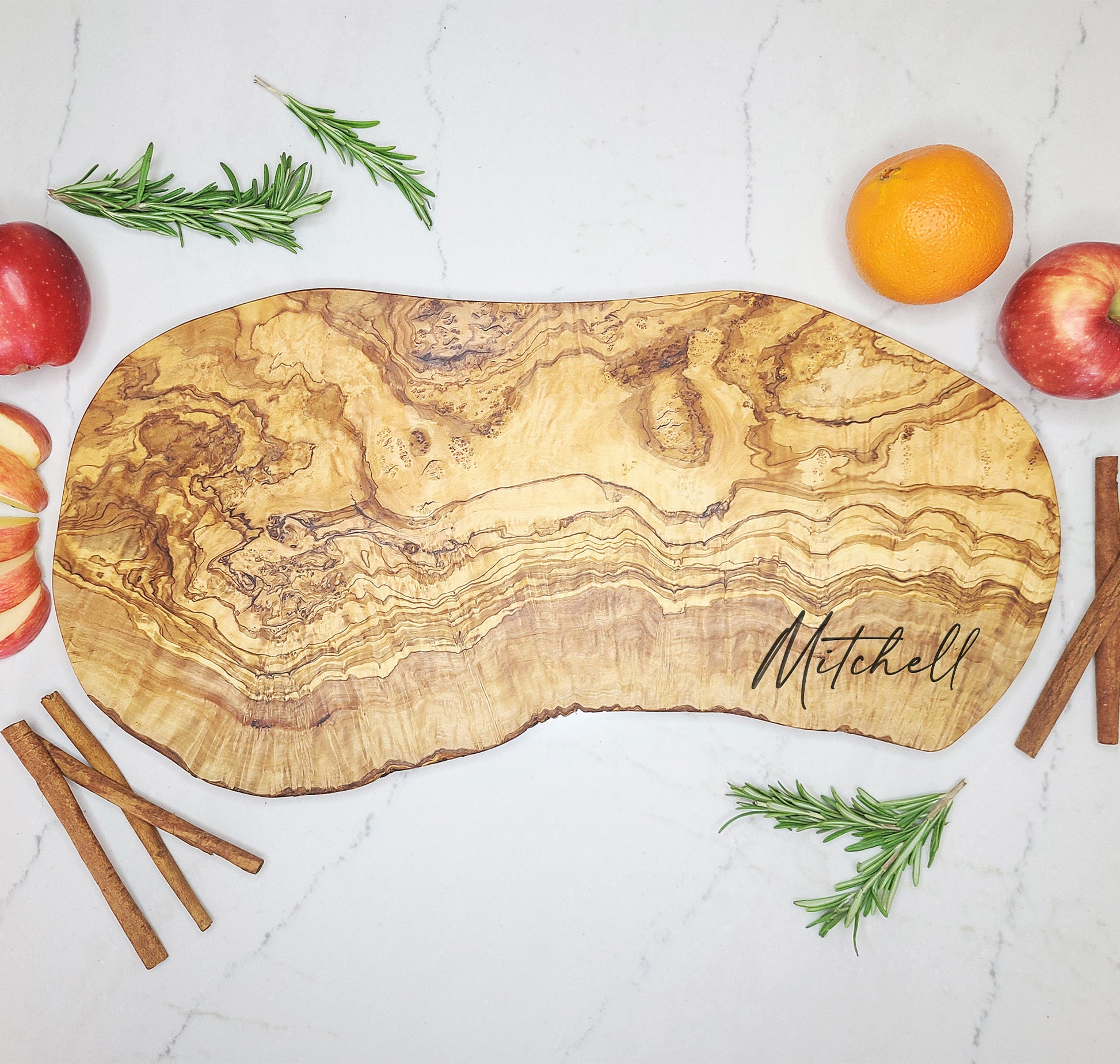 Rustic Olive Wood Charcuterie Board Personalized With Name - Dragon Forged Studios