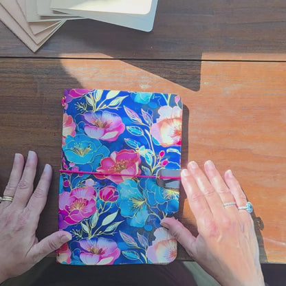 Leather Traveler's Notebook - Midnight English Garden - Dark Floral Journal Cover - A5, Standard, Pocket