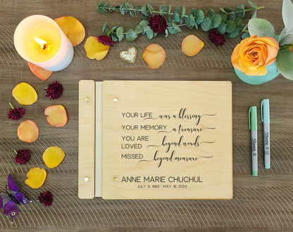 Your Life was a Blessing Memorial Book, Guest Book for Funeral, Custom